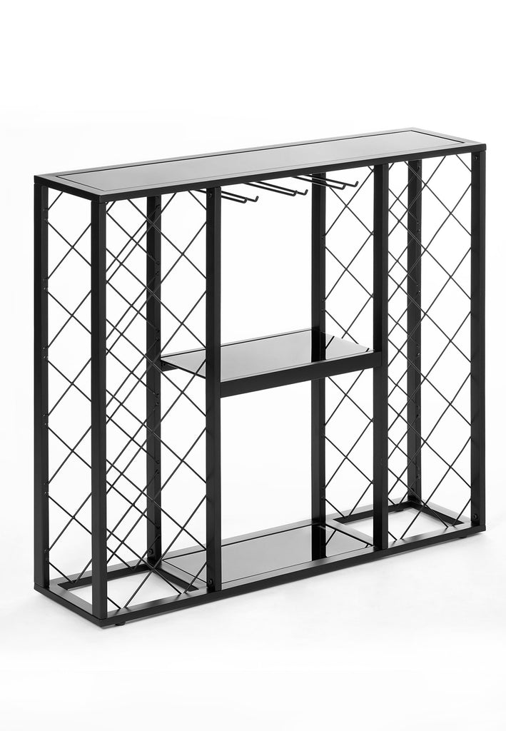 34 Bottle Wine Rack Console Table – Wine Storage with Glass Top