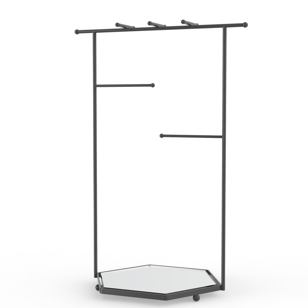 Hexagon Mirror Jewelry Tower – Bracelet, Necklace & Ring Organizer