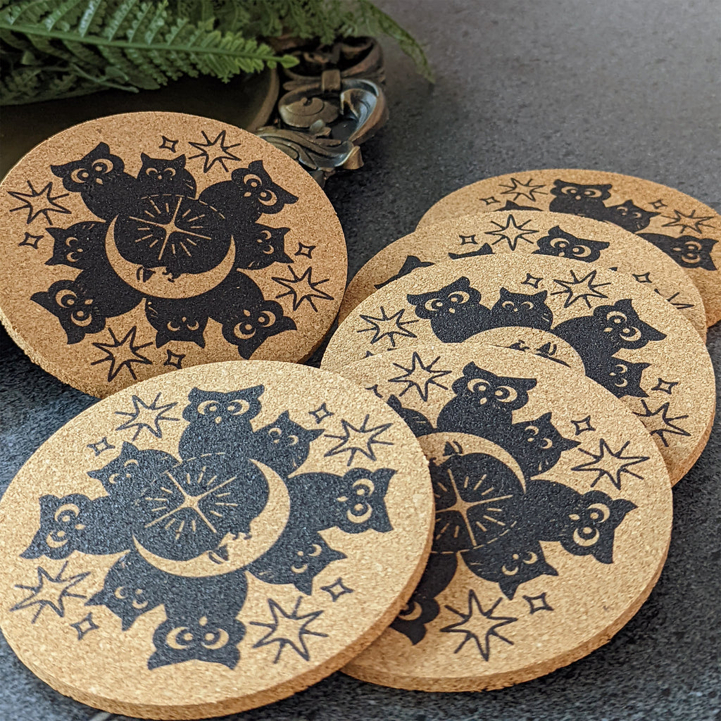 Cork Coaster Set with Holder – Set of 6 Drink Coasters