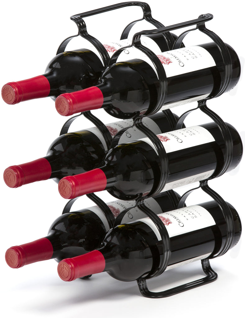 Black Tabletop Wine Rack Vertical Mango Steam 