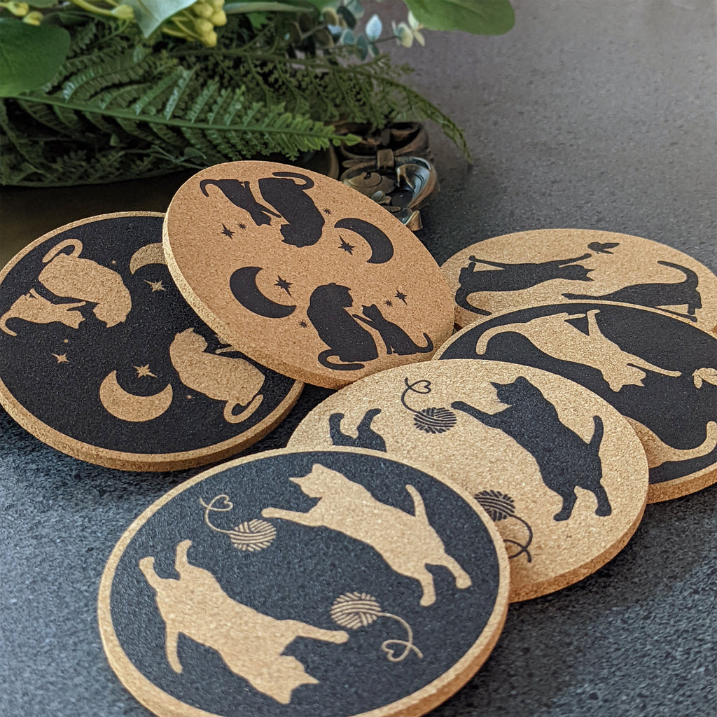 Cork Coaster Set with Holder – Set of 6 Drink Coasters
