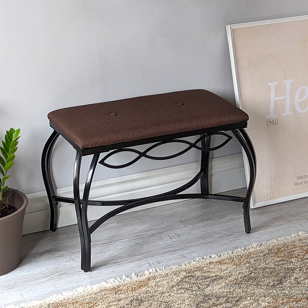 Metal Base Bristol Shoe Bench , Brown