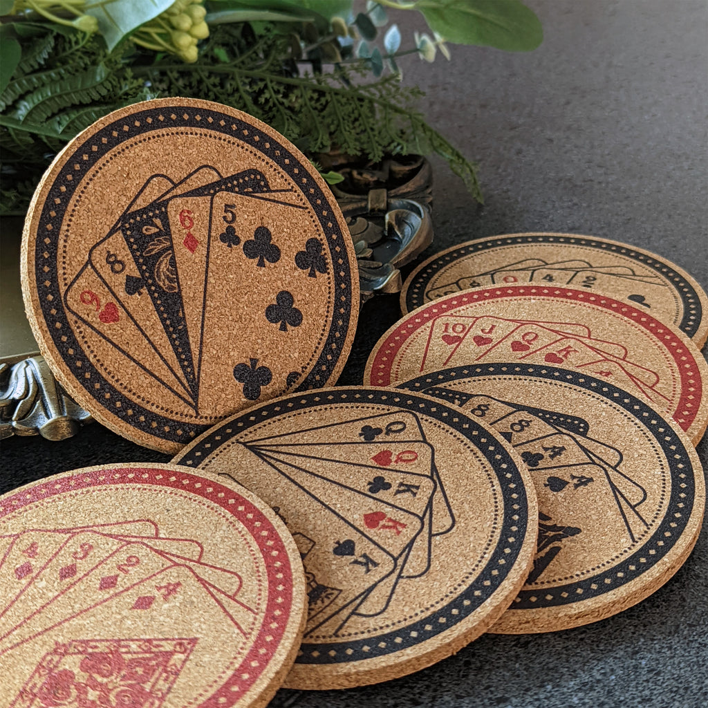 Cork Coaster Set with Holder – Set of 6 Drink Coasters