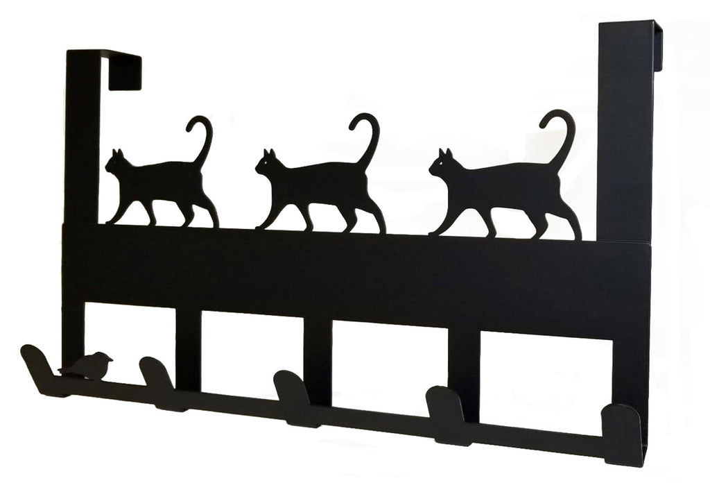Mango Steam Metal Over-The-Door Hanger for Towels, Hats, & More (Cat, Black)