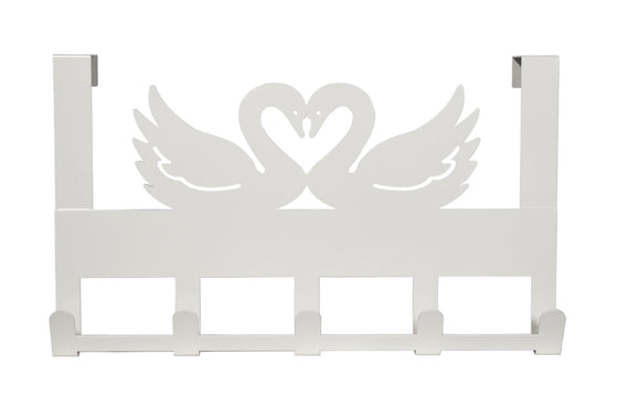Mango Steam Metal Over-The-Door Hanger for Towels, Hats, & More (Swan, White)