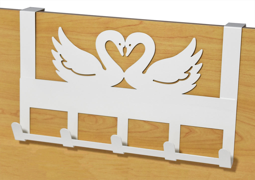 Mango Steam Metal Over-The-Door Hanger for Towels, Hats, & More (Swan, White)