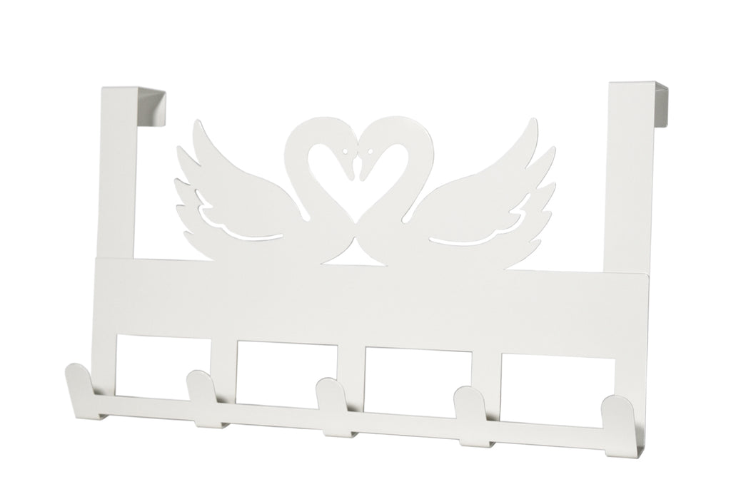 Mango Steam Metal Over-The-Door Hanger for Towels, Hats, & More (Swan, White)